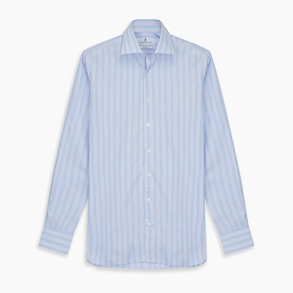 Pink and Blue Stripe Tailored Fit Shirt with Kent Collar Image 5