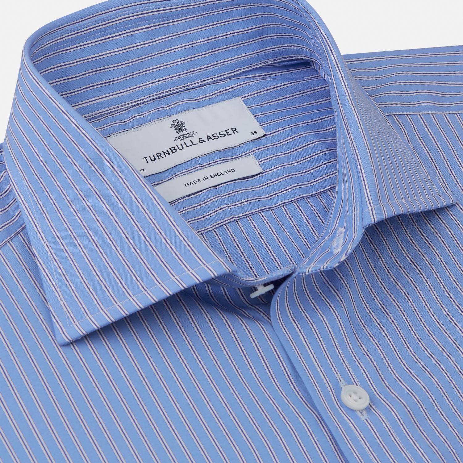 Oxford Blue Fancy Stripe Tailored Fit Shirt with Kent Collar and 2-Button Cuffs