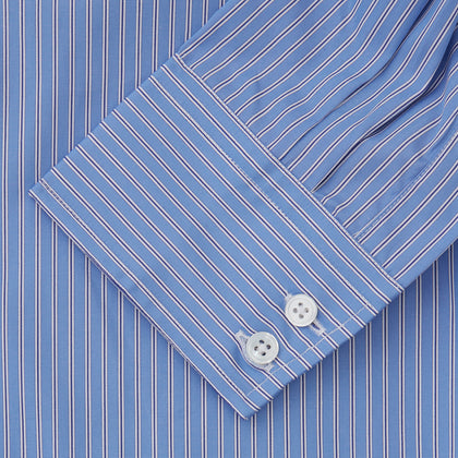 Oxford Blue Fancy Stripe Tailored Fit Shirt with Kent Collar and 2-Button Cuffs Image 2