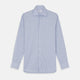Sky Blue and White Stripe Tailored Fit Shirt with Kent Collar and 2-Button Cuffs