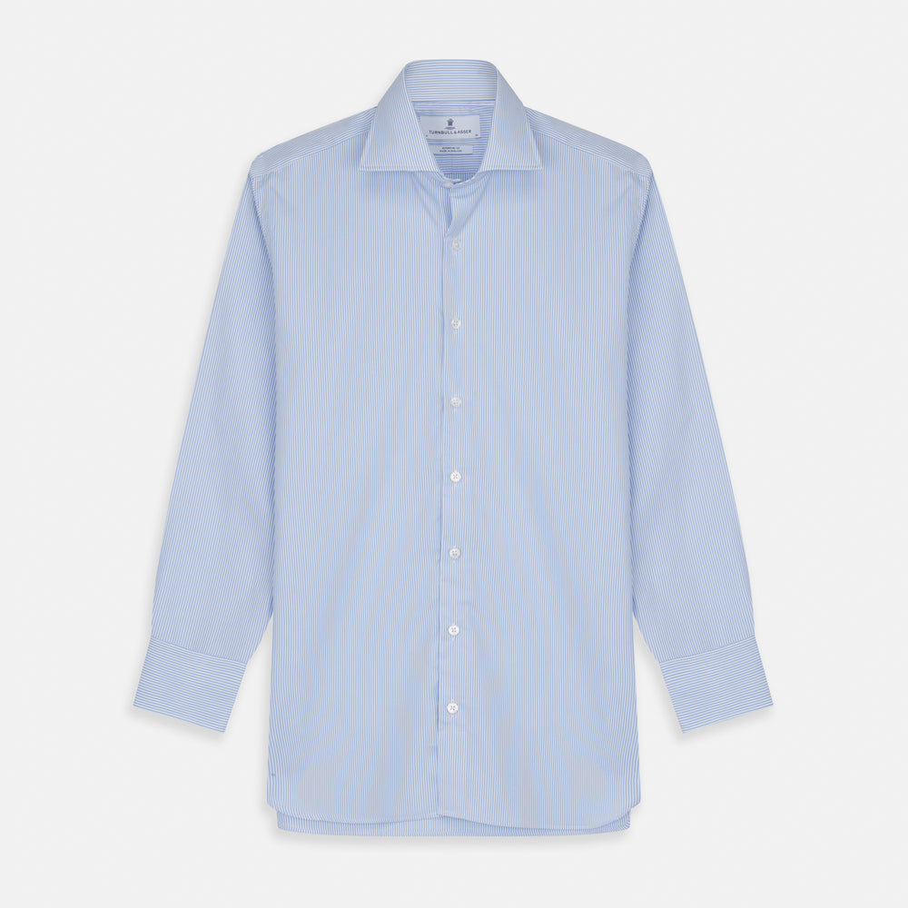 Blue Bengal Stripe Tailored Fit Shirt with Kent Collar and 2-Button Cuffs