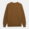 View 3 of product The Vicuna Glenn Cashmere Crew Neck Jumper by Turnbull & Asser is a brown crew neck sweater with long sleeves, ribbed cuffs, hem, and neckline, displayed flat on a white background for a classic look.