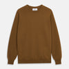 View 1 of product The Vicuna Glenn Cashmere Crew Neck Jumper by Turnbull & Asser is a brown crew neck sweater with long sleeves, ribbed cuffs, hem, and neckline, displayed flat on a white background for a classic look.