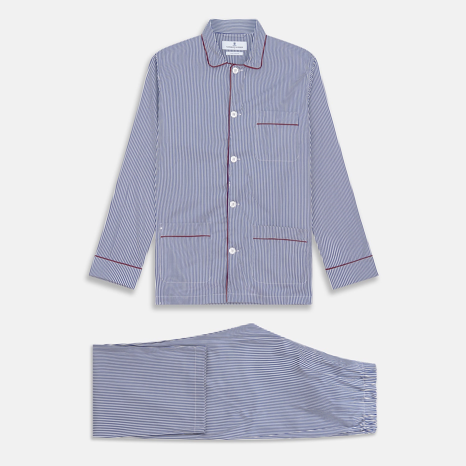 Image 1 of product Navy & White Stripe Cotton Modern Pyjama Set