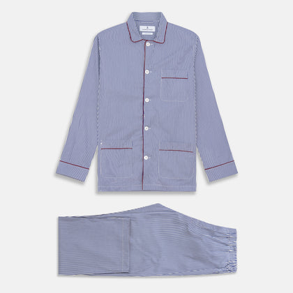 Navy & White Stripe Cotton Modern Pyjama Set