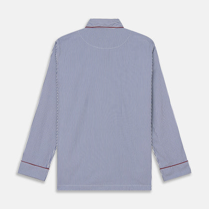 Navy & White Stripe Cotton Modern Pyjama Set Image 5