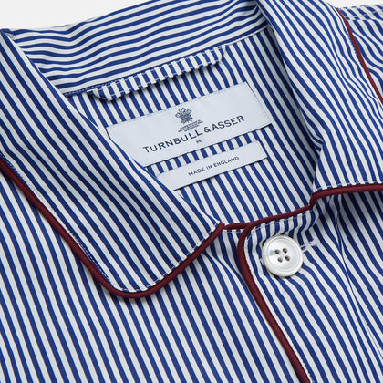Navy & White Stripe Cotton Modern Pyjama Set Image 2