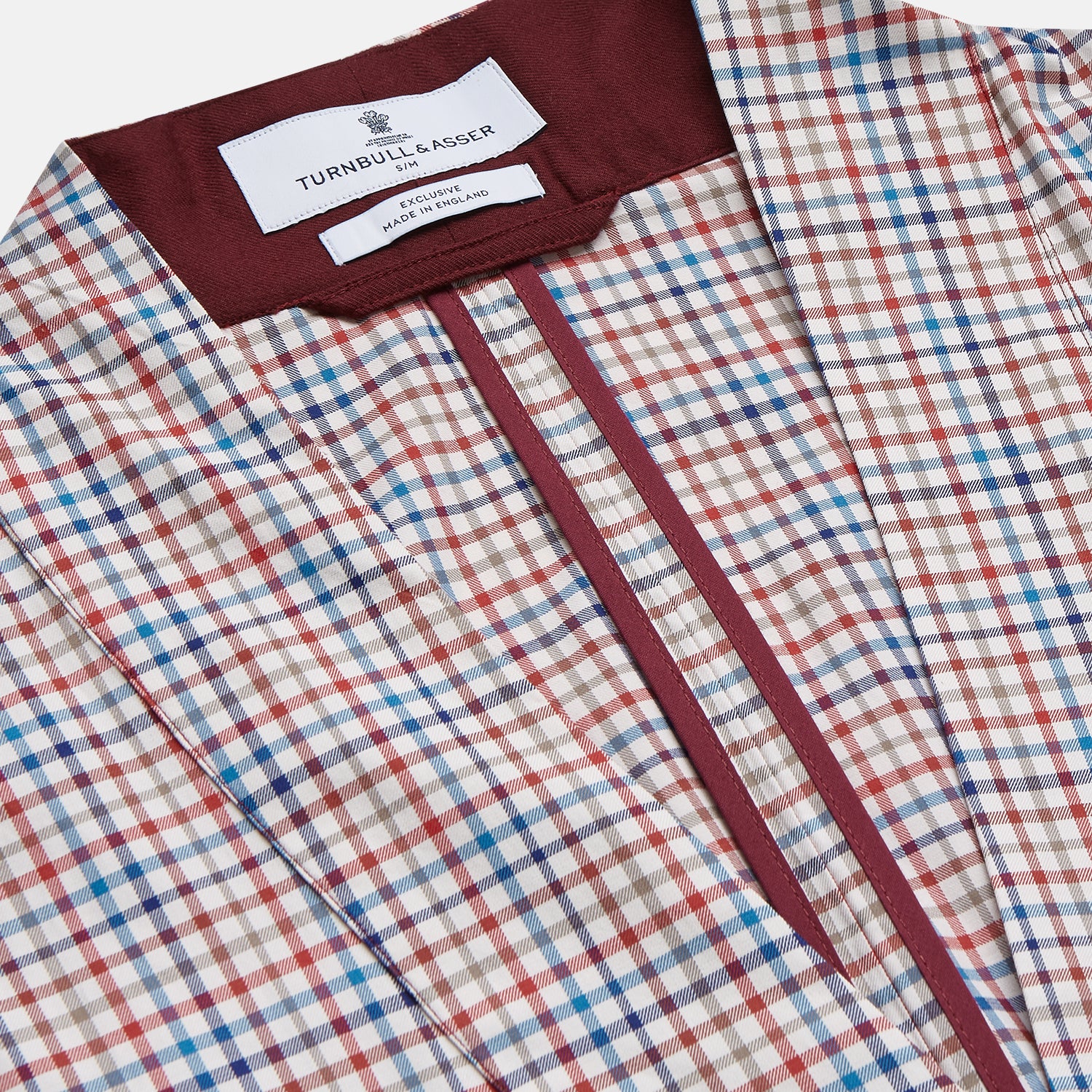 Image 2 of product Burgundy Multi Check Cotton Kimono Gown