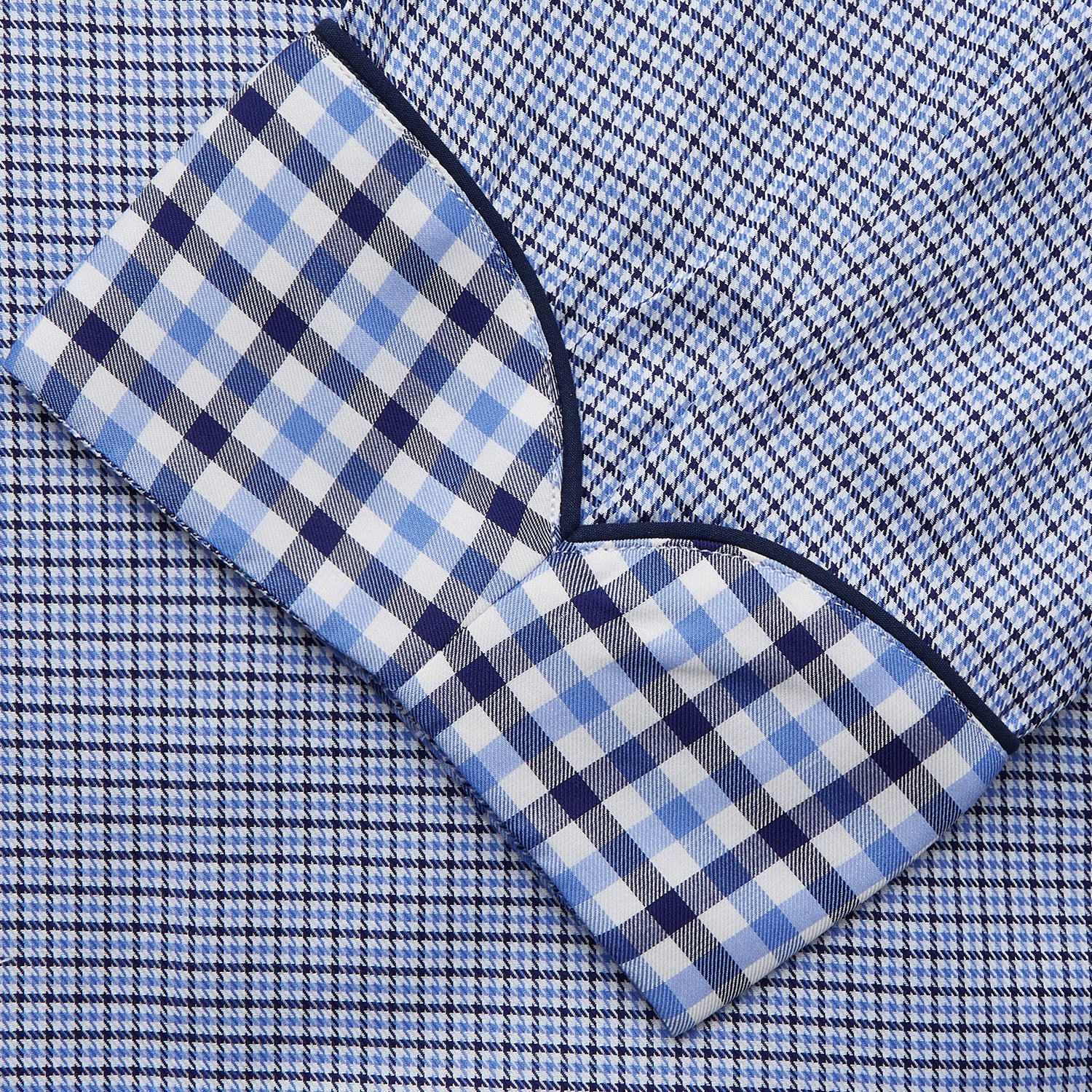 Image 3 of product Blue Multi Check Contrast Cotton Gown