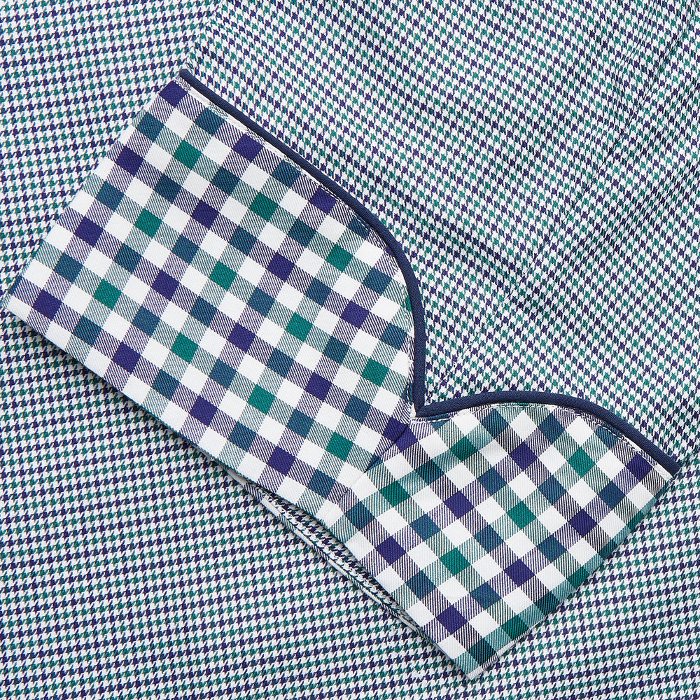 Green Multi Check Contrast Cotton Gown