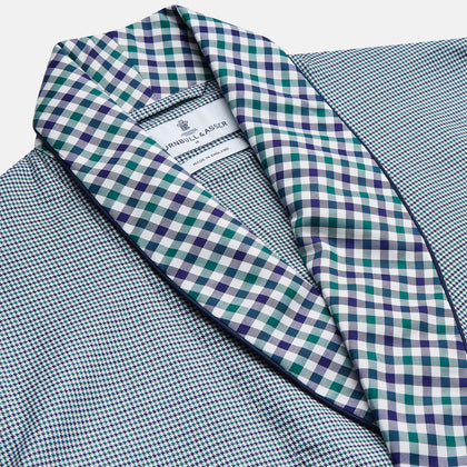 Green Multi Check Contrast Cotton Gown