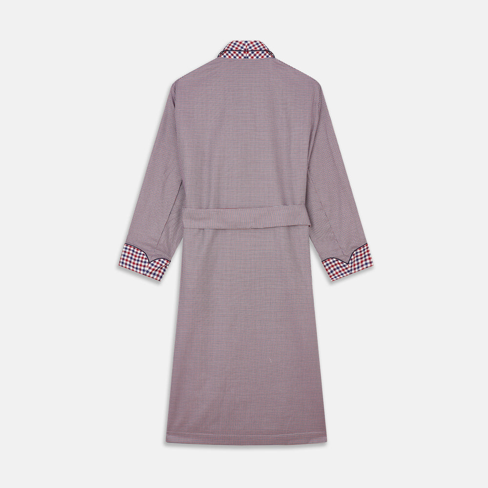 Burgundy Multi Check Contrast Cotton Gown
