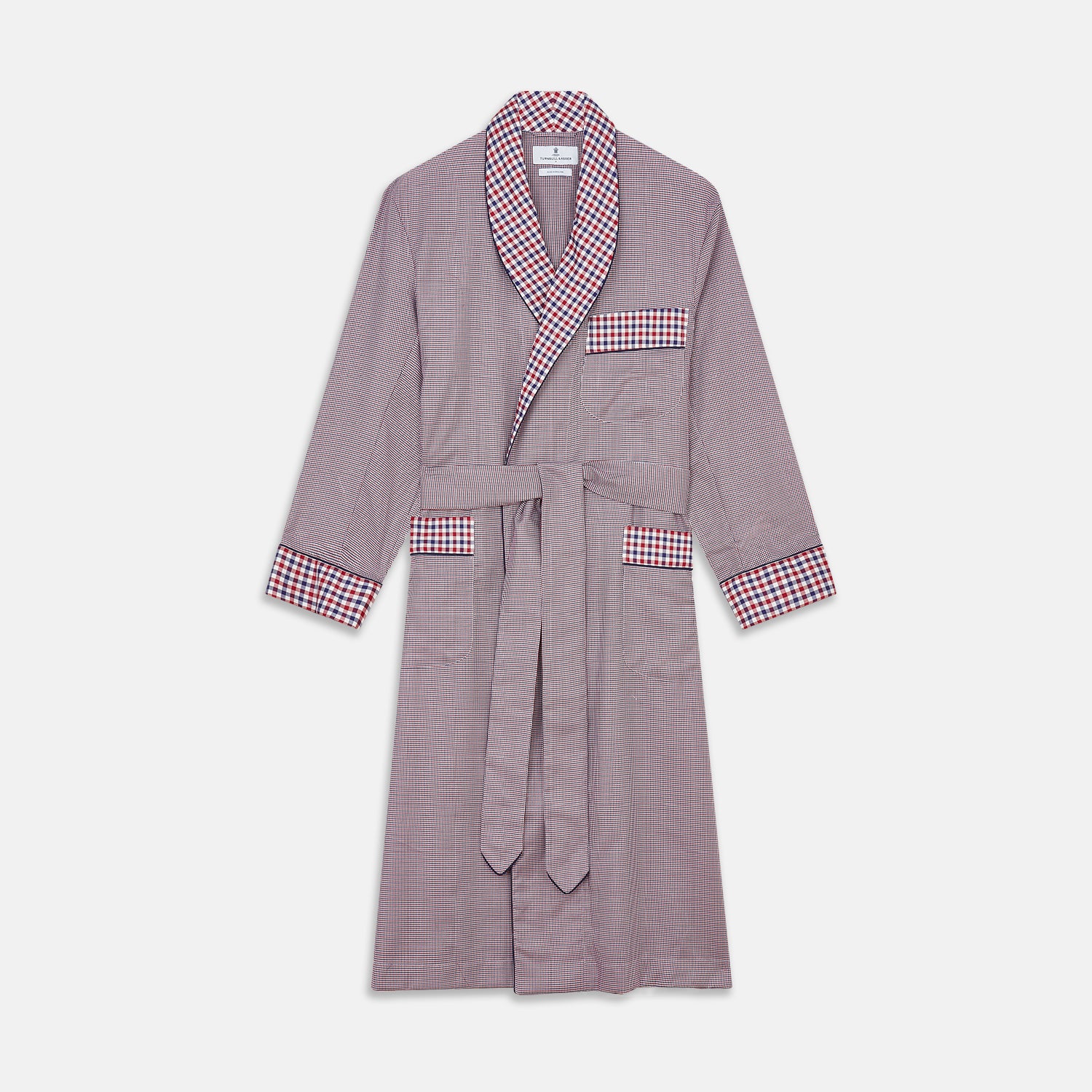 Image 1 of product Burgundy Multi Check Contrast Cotton Gown