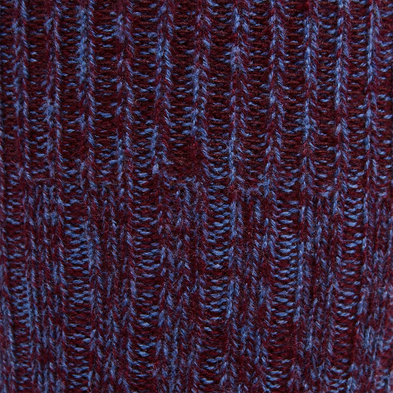 View 2 of product A single Burgundy Multi 3/4 Length Cashmere Sock by Turnbull & Asser is displayed upright on a plain white background, highlighting its luxurious texture and premium quality for discerning footwear enthusiasts.