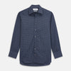 View 2 of product A man in a tie wears the Turnbull & Asser Navy Check Regular Fit Flannel Shirt with T&A collar and 3 button cuffs.