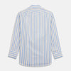 View 7 of product The Turnbull & Asser Blue Multi Stripe Regular Fit Shirt features a classic T&A collar, 3 button cuffs, and vertical blue, white, and yellow stripes for a timeless look.