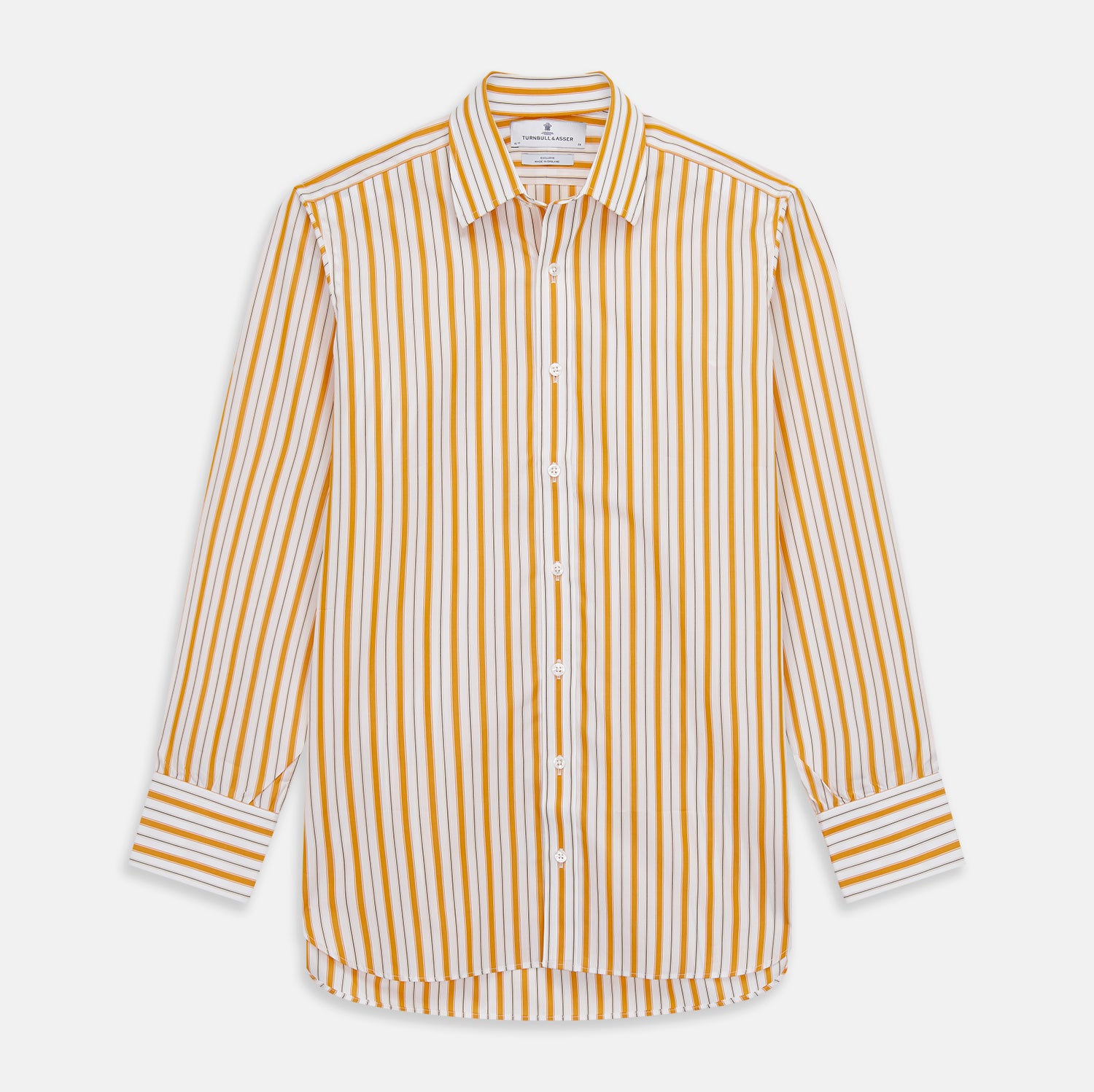 Orange Multi Stripe Regular Fit Shirt with T&A Collar and 3 Button Cuffs