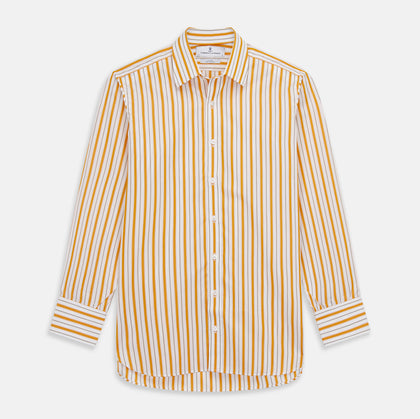 Orange Multi Stripe Regular Fit Shirt with T&A Collar and 3 Button Cuffs