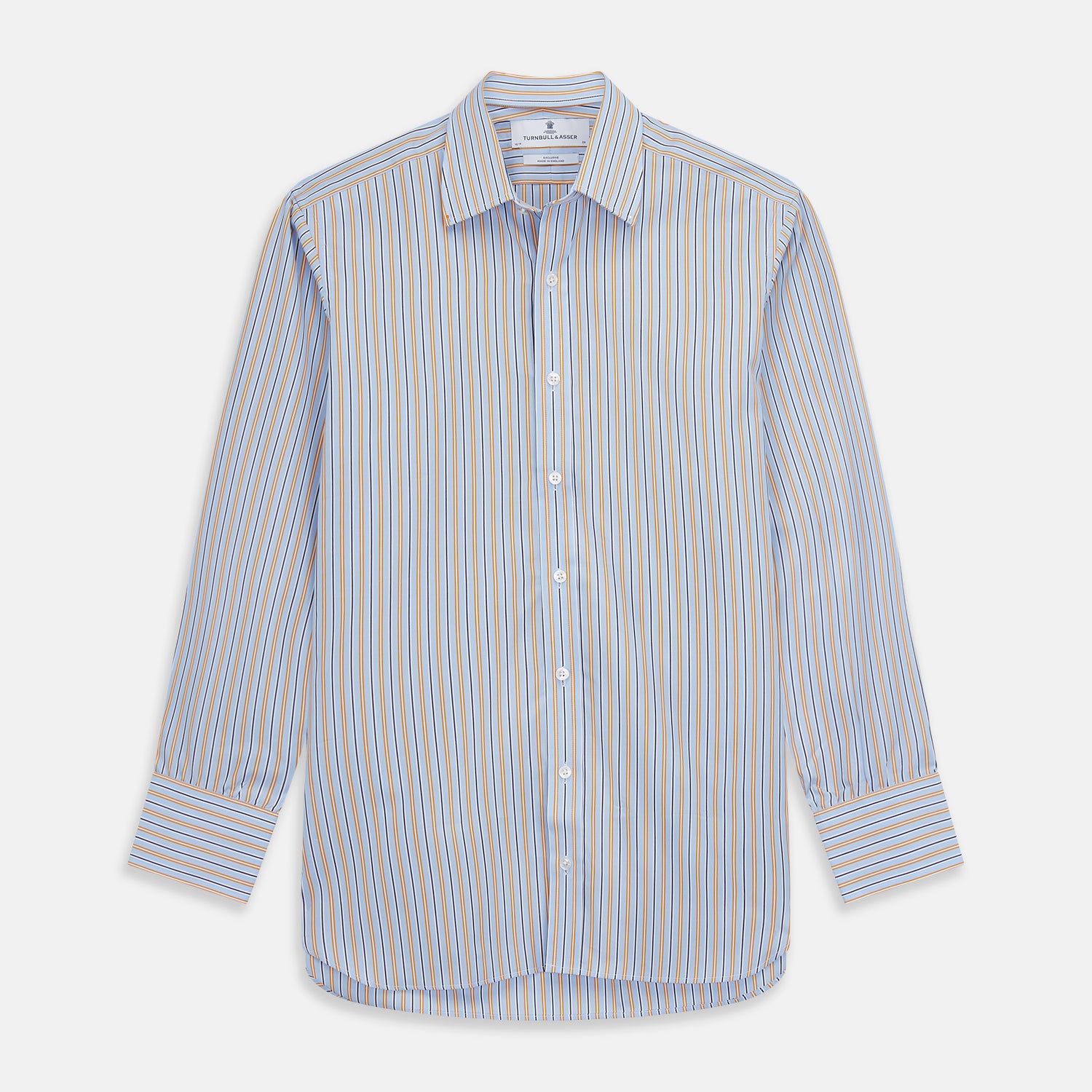Image 2 of product Blue, Orange & Navy Multi Stripe Regular Fit Shirt with T&A Collar and 3 Button Cuffs