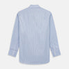 View 5 of product The Turnbull & Asser Blue, Purple & Green Stripe Regular Fit Shirt features a T&A collar and 3 button cuffs, laid flat on a white surface.
