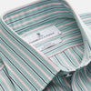 View 2 of product The Turnbull & Asser Green, Navy & Pink Stripe Regular Fit Shirt features a T&A collar, 3 button cuffs, and bold vertical stripes for a classic look.