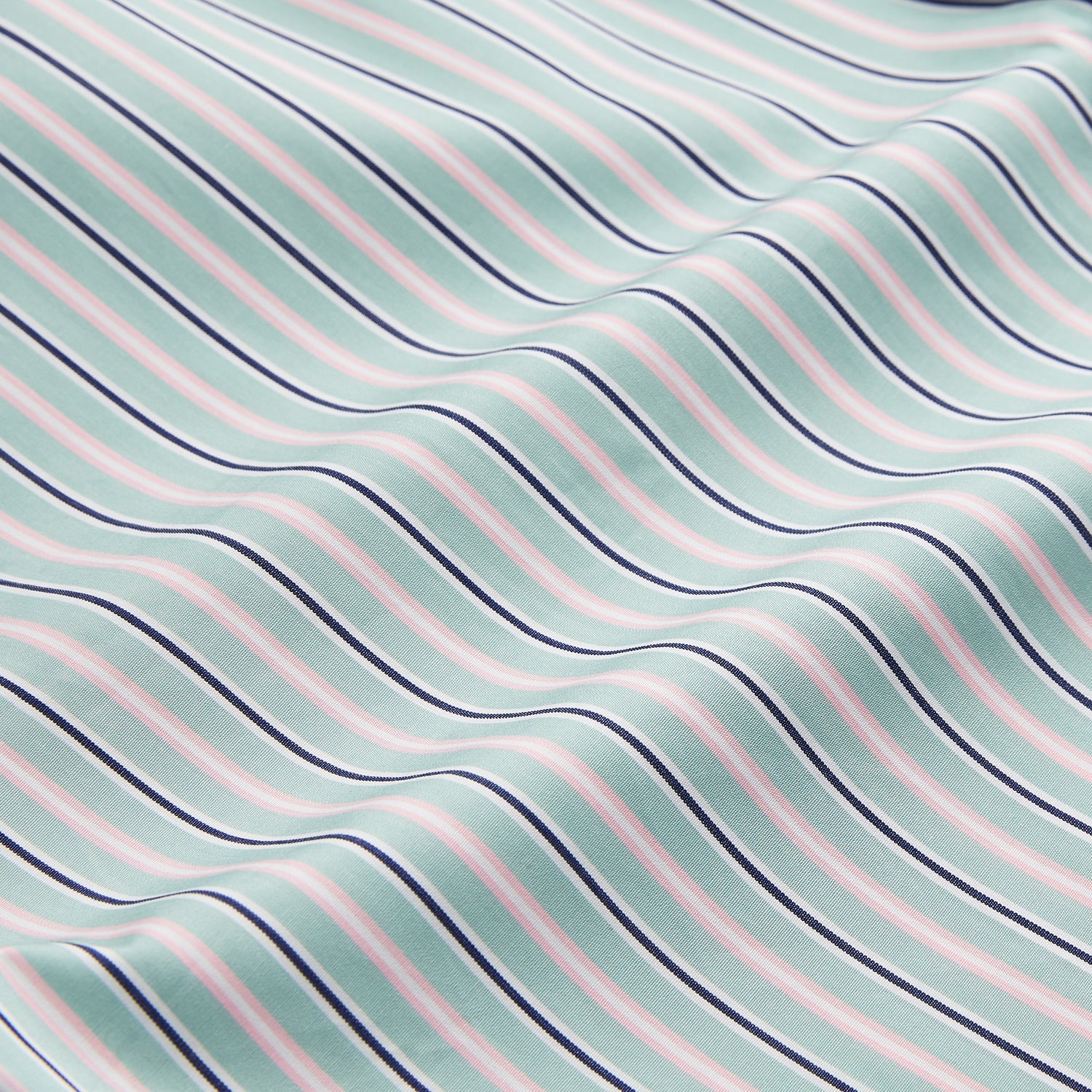 Image 4 of product Green, Navy & Pink Stripe Regular Fit Shirt with T&A Collar and 3 Button Cuffs