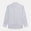 View 5 of product The Turnbull & Asser Grey Multi Stripe Tailored Fit Twill Shirt features a Kent collar and 2 button cuffs, displayed flat on a white background.