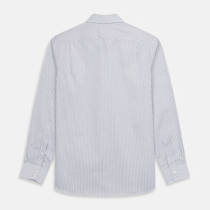 Grey Multi Stripe Tailored Fit Twill Shirt with Kent Collar and 2 Button Cuffs Image 4