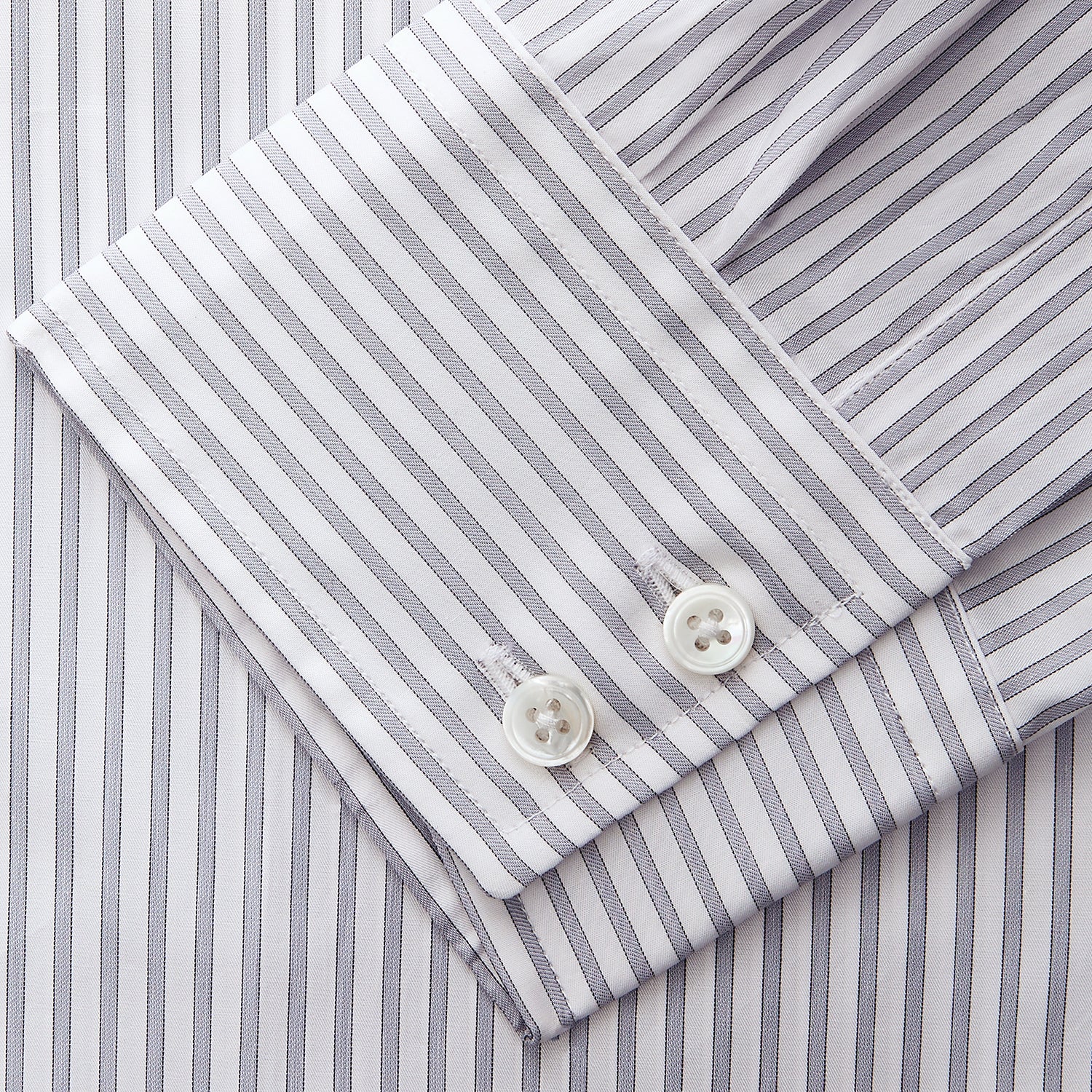 Image 3 of product Grey Multi Stripe Tailored Fit Twill Shirt with Kent Collar and 2 Button Cuffs