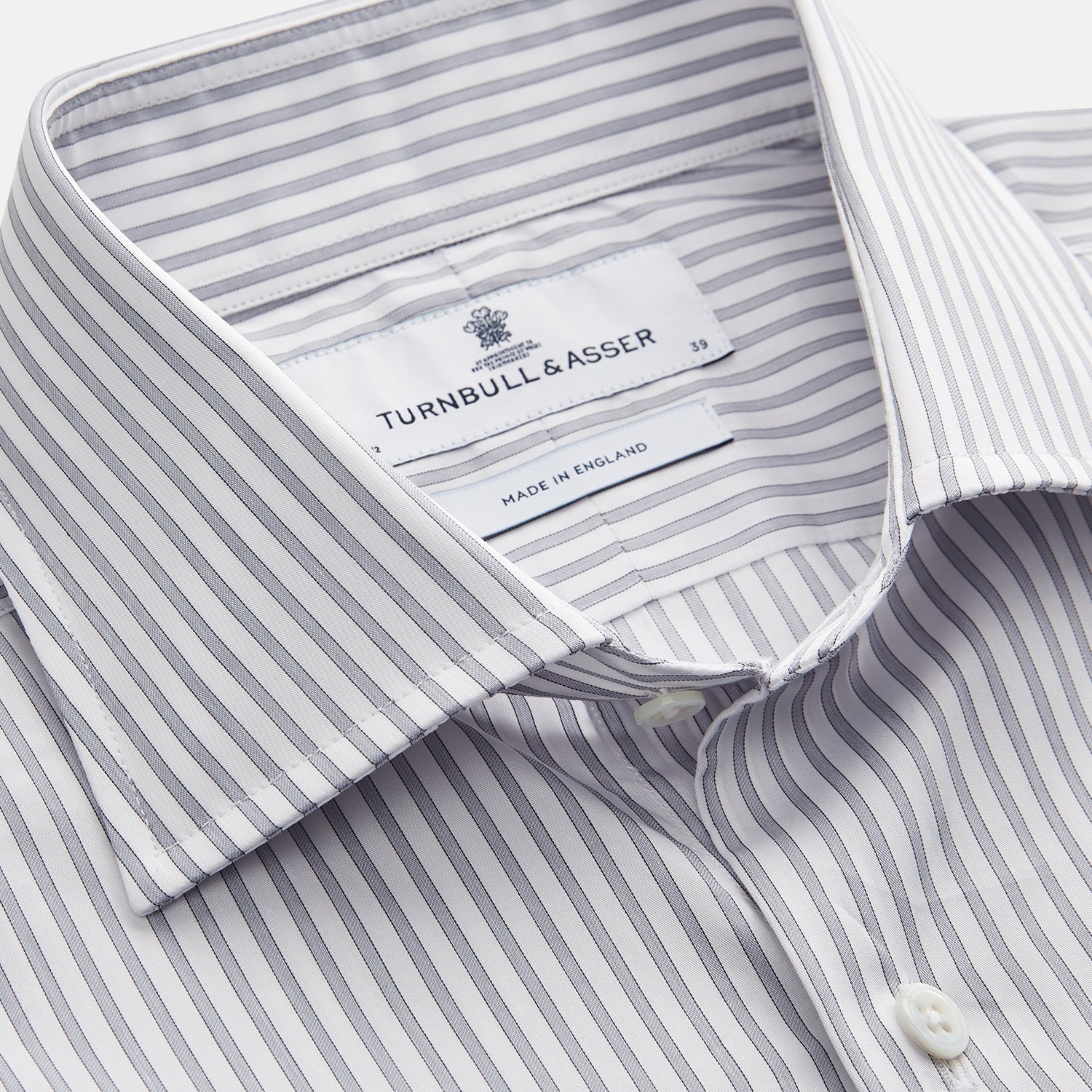 Image 2 of product Grey Multi Stripe Tailored Fit Twill Shirt with Kent Collar and 2 Button Cuffs