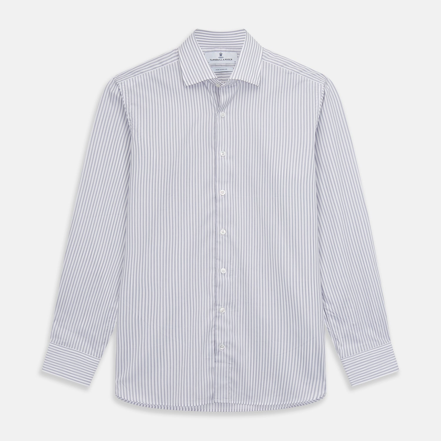 Image 1 of product Grey Multi Stripe Tailored Fit Twill Shirt with Kent Collar and 2 Button Cuffs