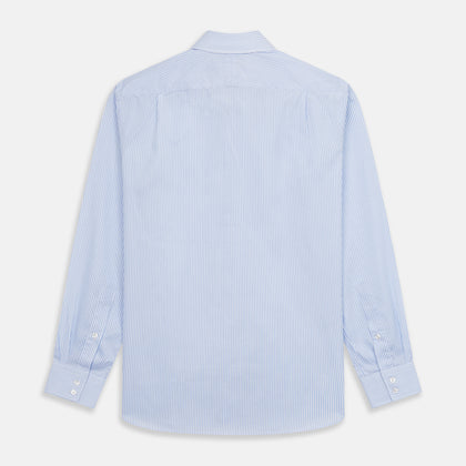 Blue Multi Stripe Tailored Fit Twill Shirt with Kent Collar and 2 Button Cuffs Image 4