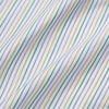 View 4 of product The Turnbull & Asser Yellow Multi Blazer Stripe Regular Fit Mayfair Shirt features a T&A collar and thin blue, yellow, and green stripes on white, shown against a crisp white backdrop.