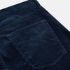 View 3 of product The Turnbull & Asser Petrol Cord Mylo Trousers, featuring a classic five-pocket design, are displayed flat on a plain white background.