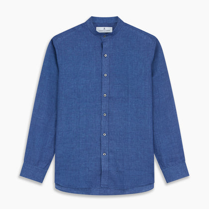 Navy Linen Weekend Fit Blake Shirt Image 5