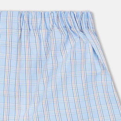 Pale Blue Multi Check Cotton Godfrey Boxer Shorts