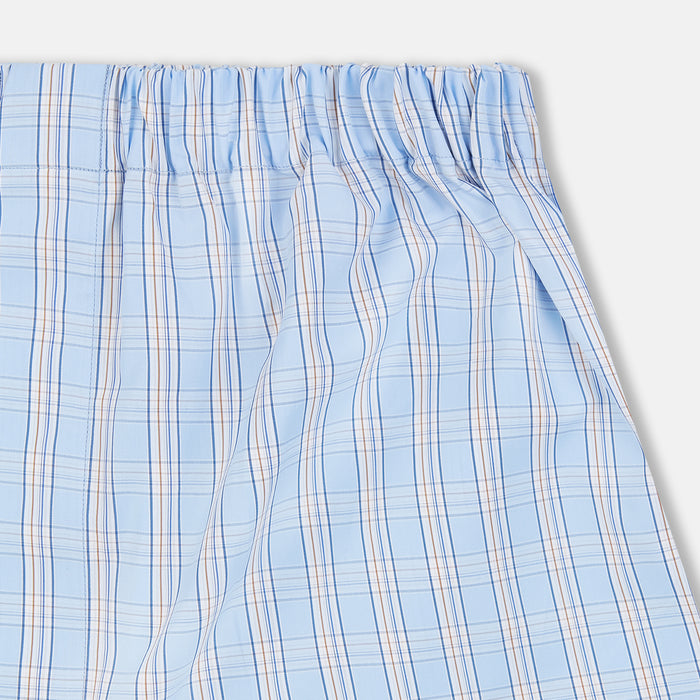 Pale Blue Multi Check Cotton Godfrey Boxer Shorts Image 1