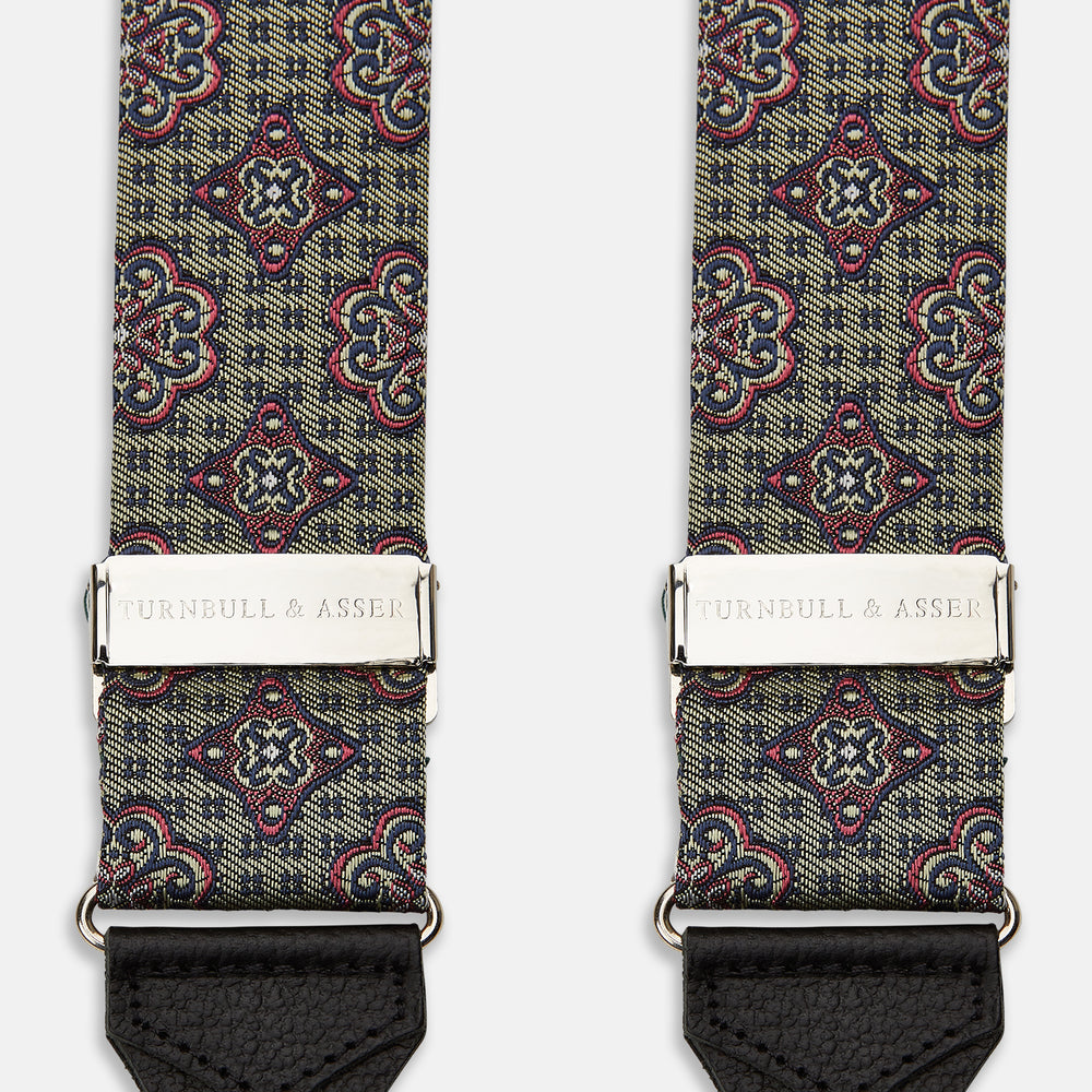 Green Floral Tile Silk Thurston Braces