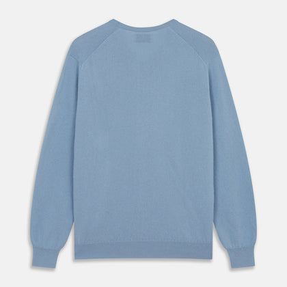Pale Blue Cashmere Paden V-Neck Jumper Image 2