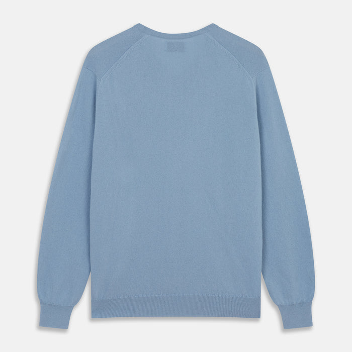 Pale Blue Cashmere Paden V-Neck Jumper Image 2