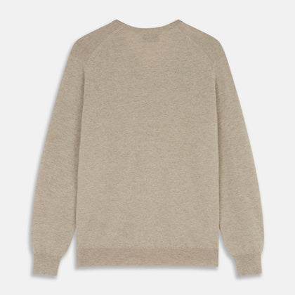Beige Cashmere Paden V-Neck Jumper Image 2