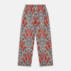 View 5 of product The Turnbull & Asser Red Baroque Silk-Blend Hyde Pyjama Set features a long-sleeve button-up shirt and matching pants in an intricate red, blue, and beige floral-geometric print, displayed flat against a white background.