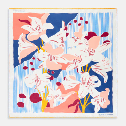 Pink and Red Lily Silk Pocket Square