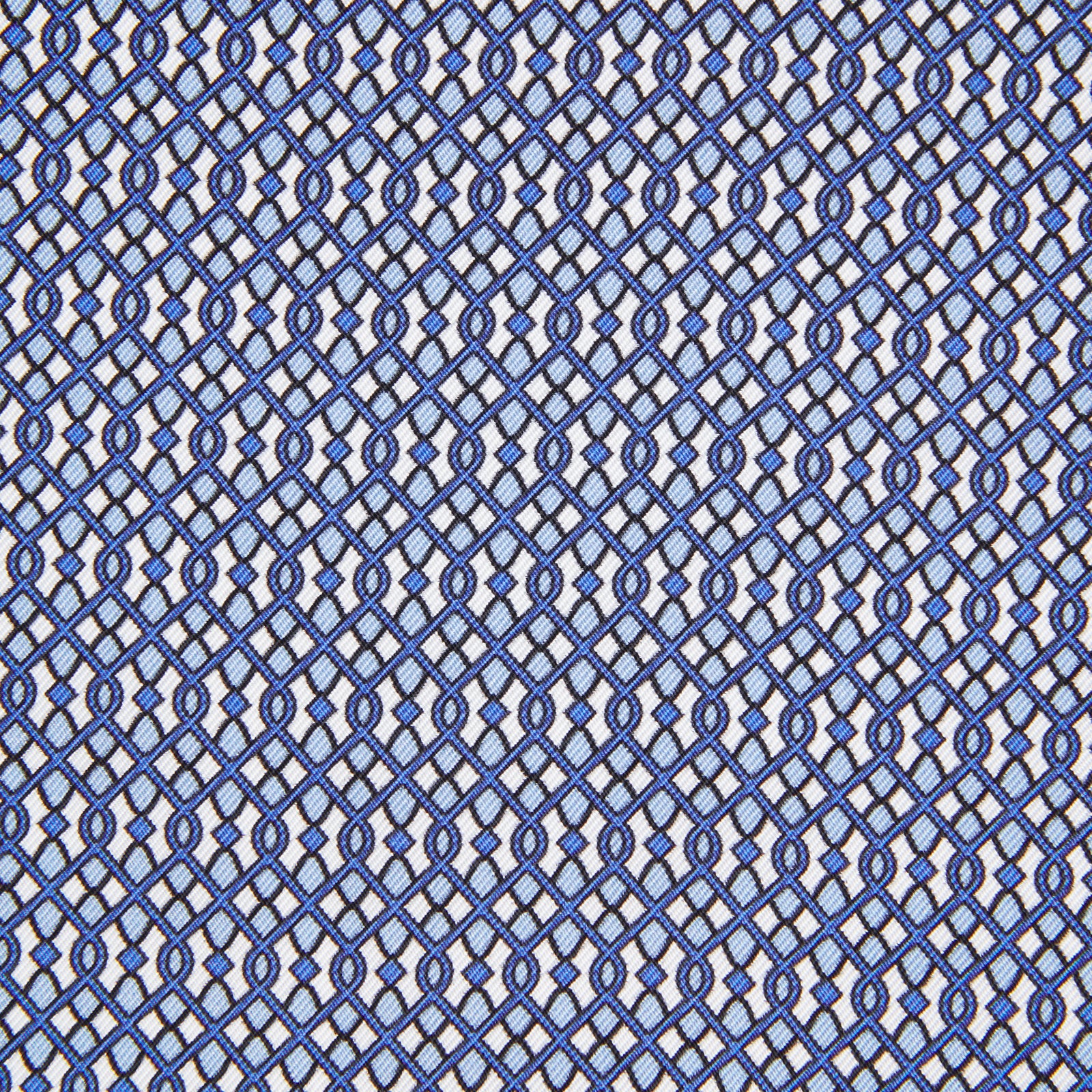 Blue Tile Bloomsbury-inspired Pattern Silk Pocket Square