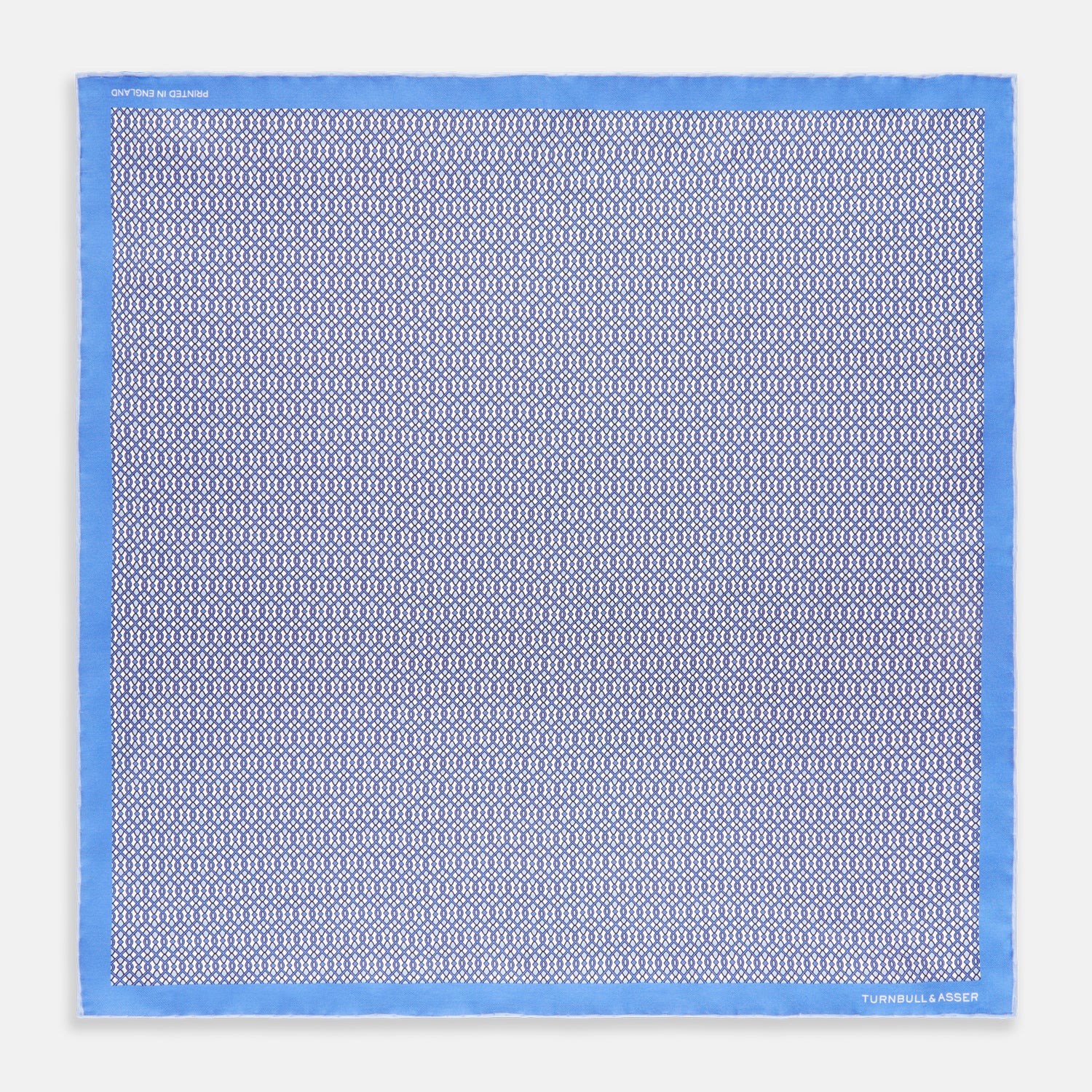 Blue Tile Bloomsbury-inspired Pattern Silk Pocket Square