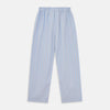 View 1 of product Turnbull & Asser Pale Blue Multi Stripe Cotton Hastings Pyjama Trousers with a modern fit, elastic waistband, and vertical white and yellow pinstripes, shown flat on a white background.