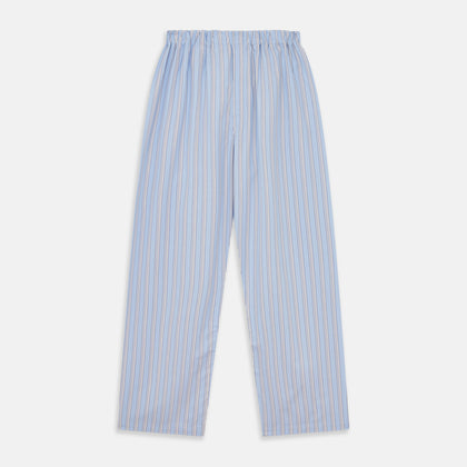 Pale Blue Multi Stripe Cotton Hastings Pyjama Trousers