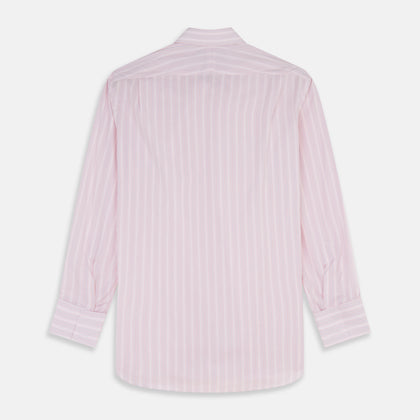 Pink and Peach Multi Stripe Cotton Regular Fit Whitby Shirt Image 4
