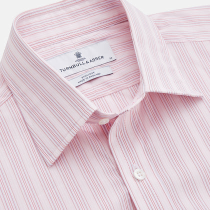 Pink and Peach Multi Stripe Cotton Regular Fit Whitby Shirt