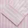 View 3 of product The Pink and Peach Multi Stripe Cotton Regular Fit Whitby Shirt by Turnbull & Asser features long sleeves, double cuffs, a button-down front, and a classic collar; shown laid flat on a white background.